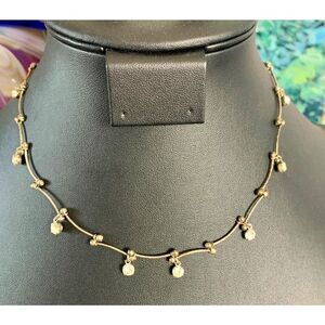 Vintage Crystal dangle and Twig Bar link Necklace, in Silver, Unmarked